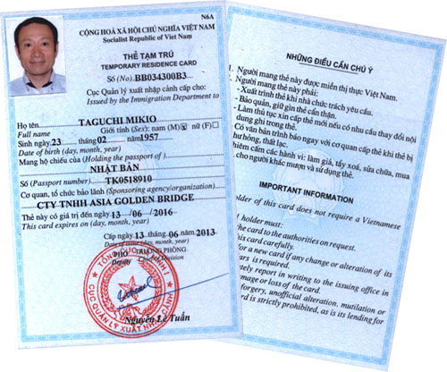 Temporary Residence Card in Vietnam